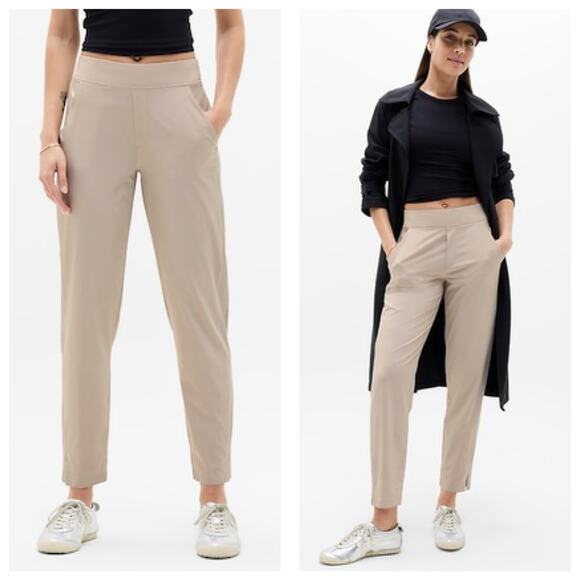 Athleta Brooklyn Mid Rise Ankle Pant Size 12 Cream Workout Athleisure - Picture 1 of 14